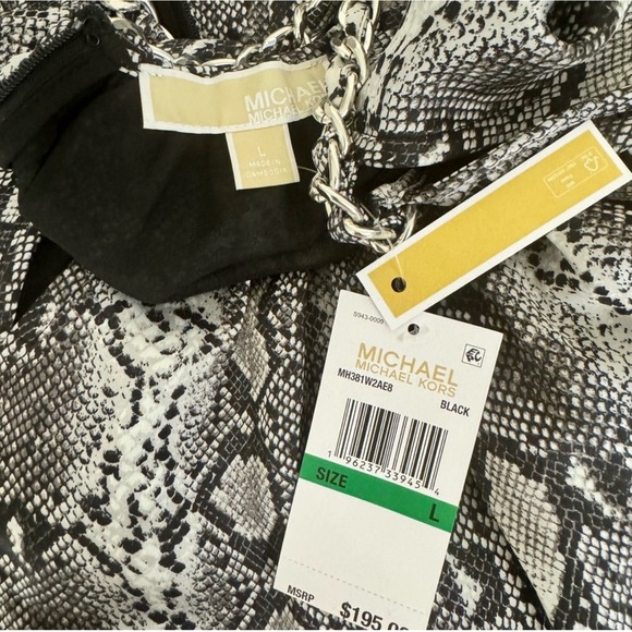 Michael Kors Snake‎ Print Dress Chain Detail Long Sleeve Party Dress L - Picture 4 of 5